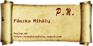 Pászka Mihály névjegykártya
